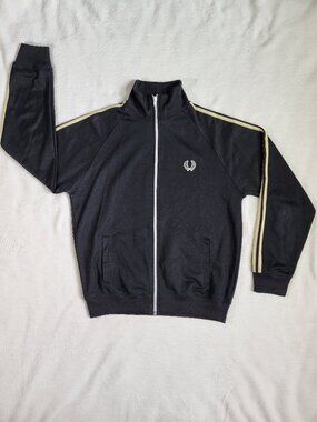 Fred Perry Sportswear Full-Zip Black Stripe Track Jacket Medium